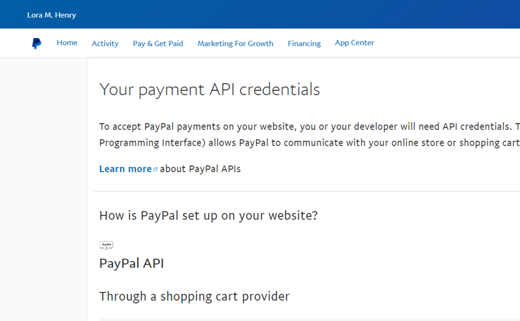 PayPal API Credentials image two.